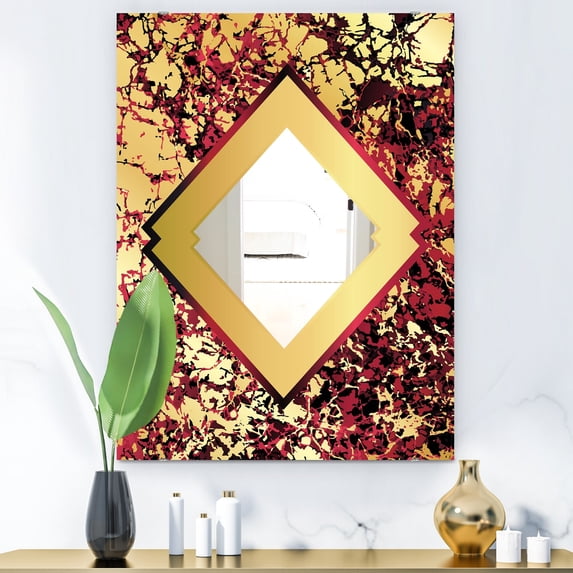 DESIGN ART Designart 'Botanical Gold Floral Arrangement' Glam Mirror - Vanity Printed Mirror 23.7in.x31.5in.