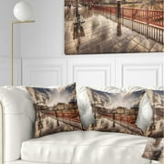DESIGN ART Designart 'Bridge in Rain' Landscape Photo Throw Pillow 18 in. x 18 in. Medium