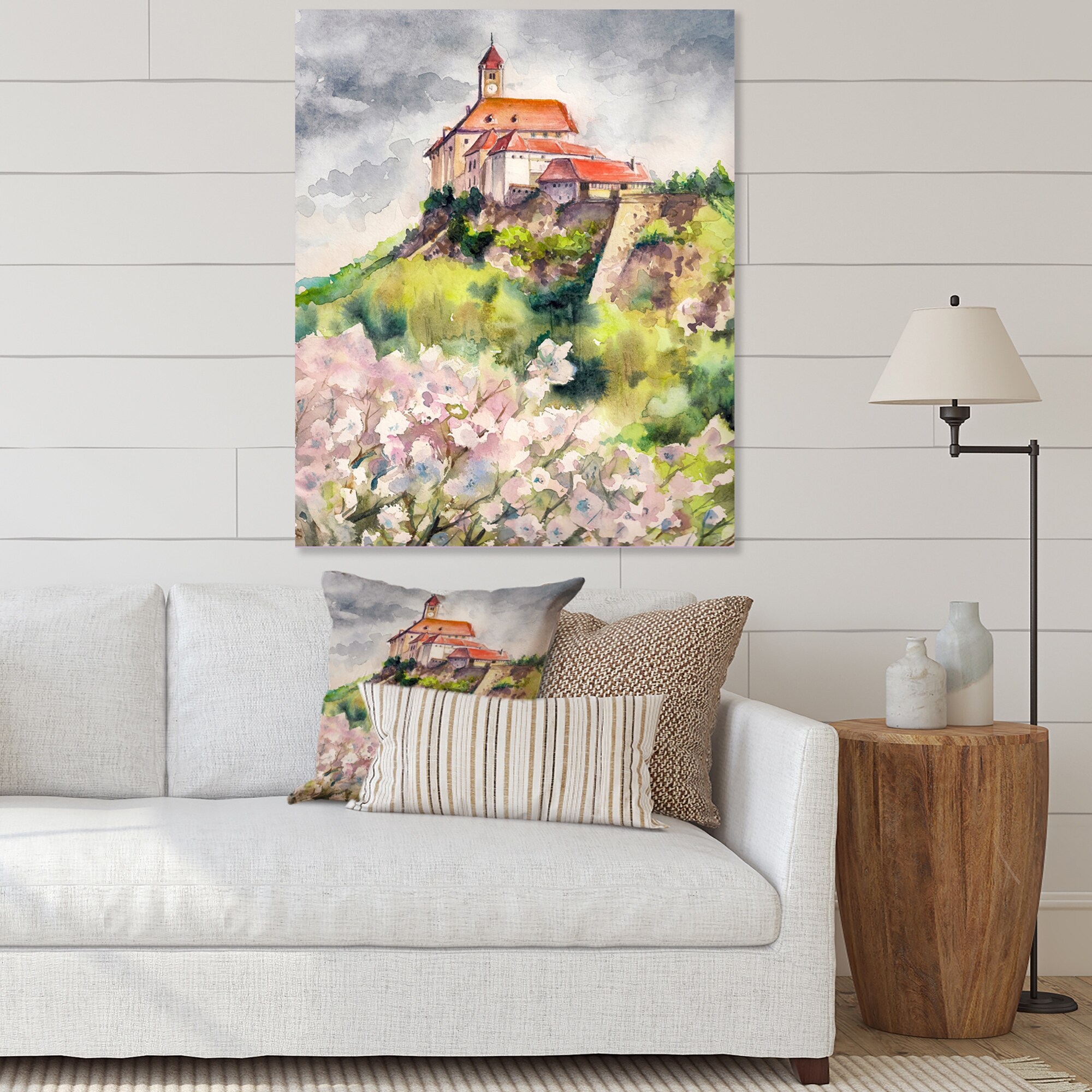 DESIGN ART Designart "Castle On A Green Mountain" French Country Canvas