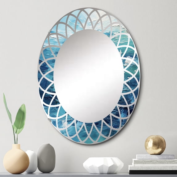 DESIGN ART Designart "Cerulean Seascape I" Abstract Landscape Modern Wall Mirror 20in.x30in.