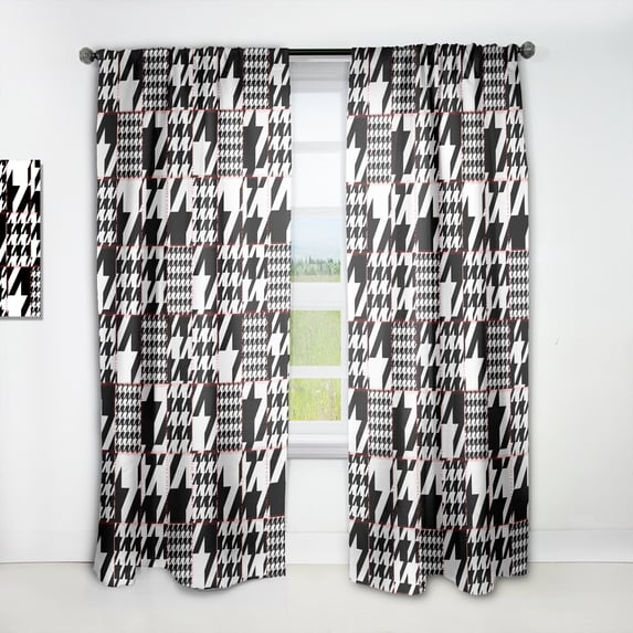DESIGN ART Designart 'Classic Houndstooth Pattern' Mid-CenturyCurtain Single Panel 52 in. wide x 95 in. high - 1 Panel 95 Inches