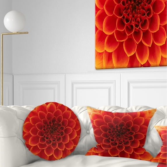 DESIGN ART Designart 'Close Up Orange Flower Petals' Floral Throw Pillow