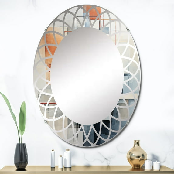 DESIGN ART Designart "Colorful Mid Century Abstract Architectures I" Abstract Modern Wall Mirror 24in.x36in.