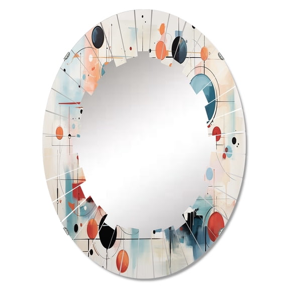 DESIGN ART Designart "Colorful Mid Century Abstract Atomic II" Mid-century Modern Wall Mirror 24in.x36in.