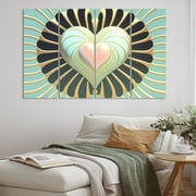 DESIGN ART Designart "Contemporary Pastel Radiating Pink Heart V" Romantic Abstract Multipanel Wall Decor 48 In. Wide X 28 In. High - 4 Panels Equal