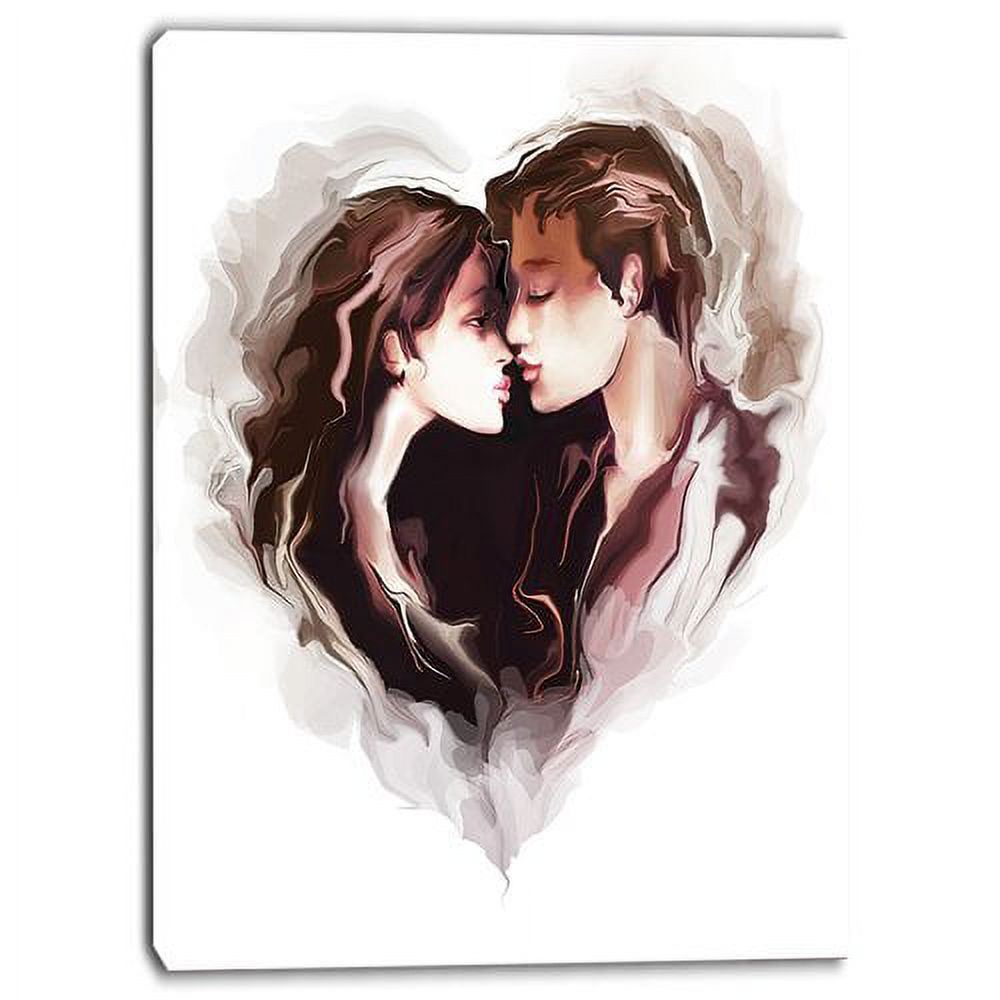 DESIGN ART Designart - Couple of Lovers Kissing -Romantic Canvas Art Print  30 in. wide x 40 in. high 1 Panel - Walmart.com