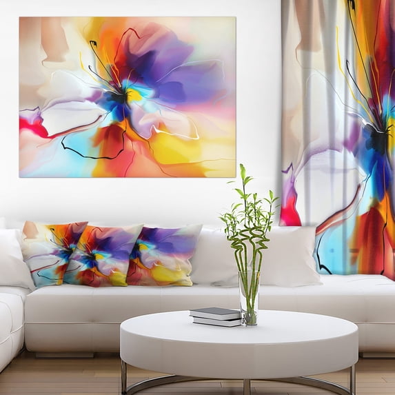 DESIGN ART Designart "Creative Flower in Multiple Colors" Floral canvas art 32 in. wide x 24 in. high