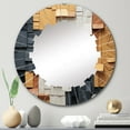 thumbnail image 1 of DESIGN ART Designart "Cubic Yellow And Grey Fiber I" Cubism Modern Wall Mirror 24in.x24in., 1 of 4