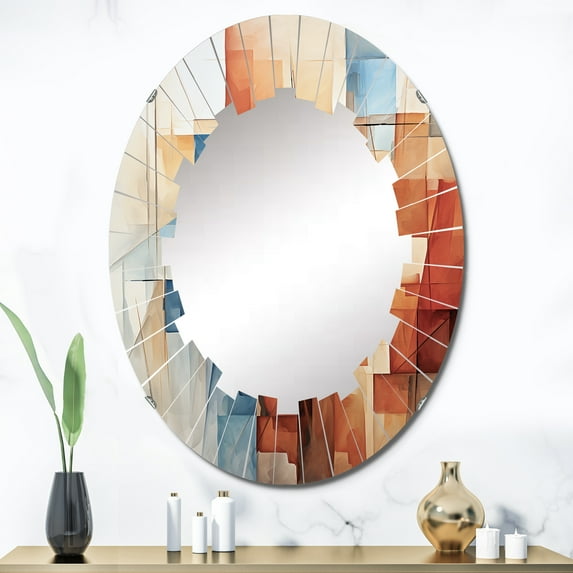 DESIGN ART Designart "Cubism Fragmented Perspectives IV" Abstract Modern Wall Mirror 24in.x36in.