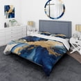 thumbnail image 1 of DESIGN ART Designart "Dark Blue and Gold Strokes VIII" Blue Modern - Bedding Cover Set With Shams Twin, 1 of 6
