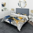 thumbnail image 1 of DESIGN ART Designart "Dark Blue and Gold Strokes XIV" Blue Modern - Bedding Cover Set With Shams King, 1 of 6