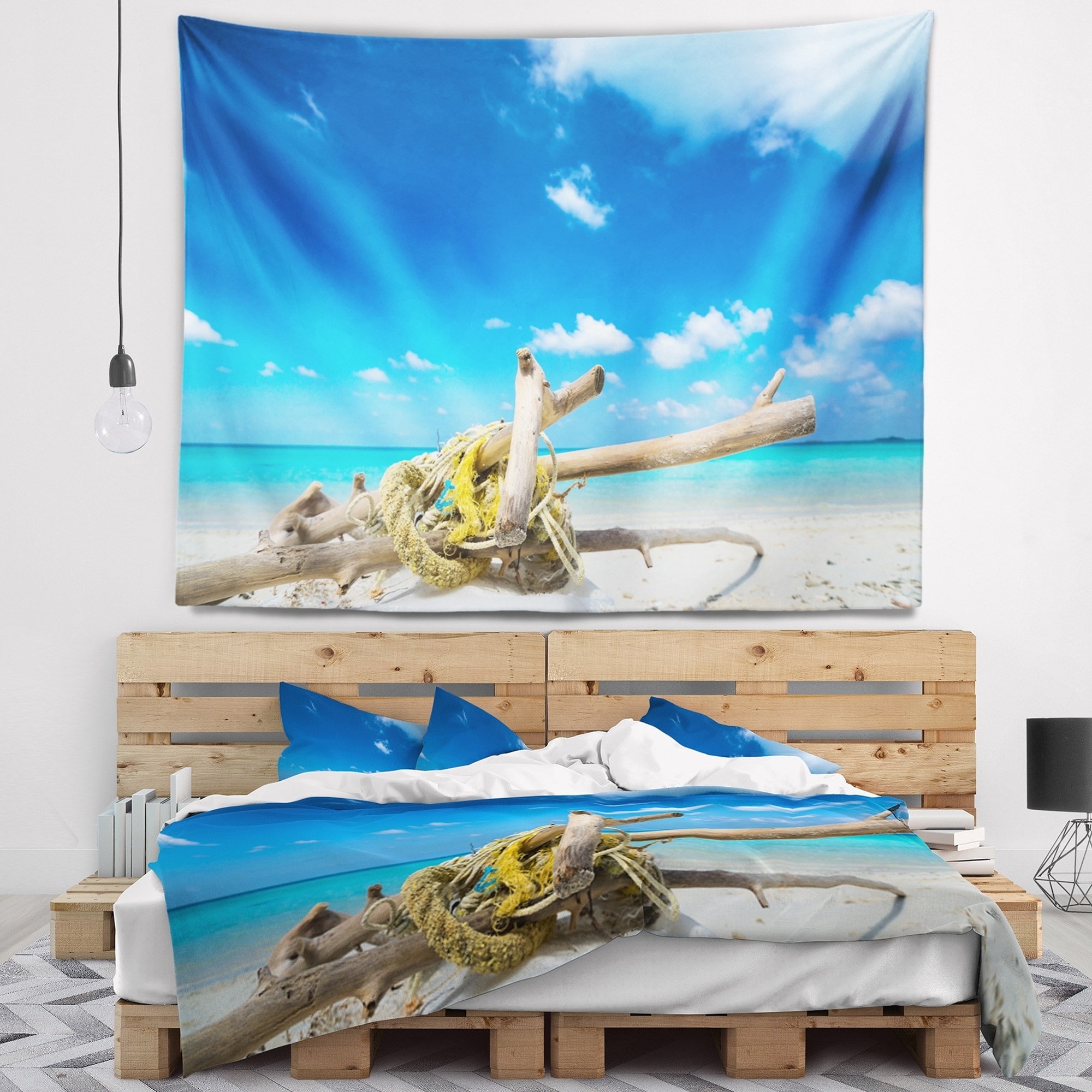 DESIGN ART Designart 'Deadwood on White Sand Beach' Seashore Wall