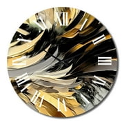 DESIGN ART Designart "Dreams Of Abundance Black And Gold II" Abstract Painting Oversized Wall Clock 29 In. Wide x 29 In. High