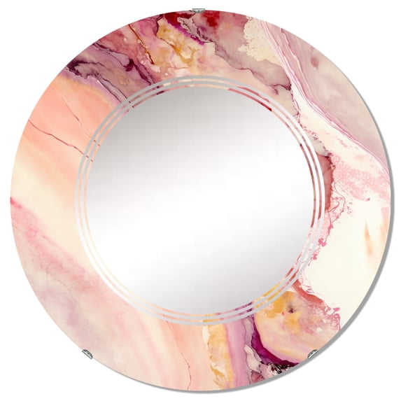 DESIGN ART Designart 'Encounters At Redend Point I' Printed Abstract Liquid Ink Wall Mirror 32in.x32in.