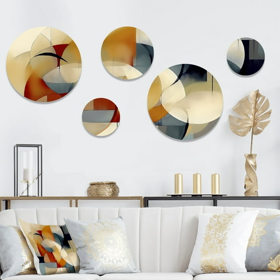 DESIGN ART Designart "Exploring Abstracted Patterns I" Modern Geometric Metal Wall Art Decor Set Of 5