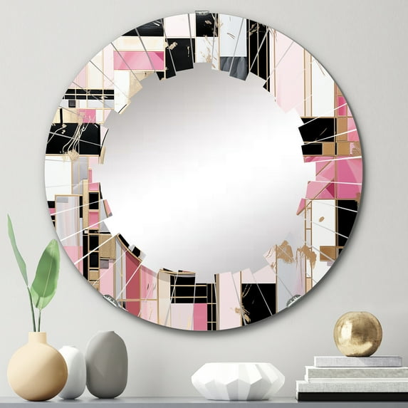 DESIGN ART Designart "Fashion Geometric Glam Gold" Fashion Modern Wall Mirror 24in.x24in.