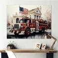 thumbnail image 1 of DESIGN ART Designart "Fire Truck"S Fiery Pursuit I" Transportation Fire Truck Wall Art Prints 44 in. wide x 34 in. high, 1 of 5