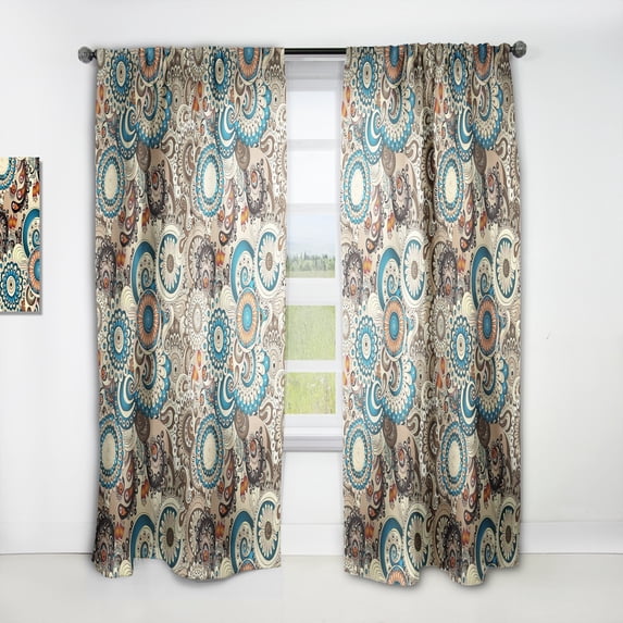 DESIGN ART Designart 'Floral Pattern with Doodles & Cucumbers' Bohemian & Eclectic Curtain Single Panel 52 in. wide x 84 in. high - 1 Panel 84 Inches