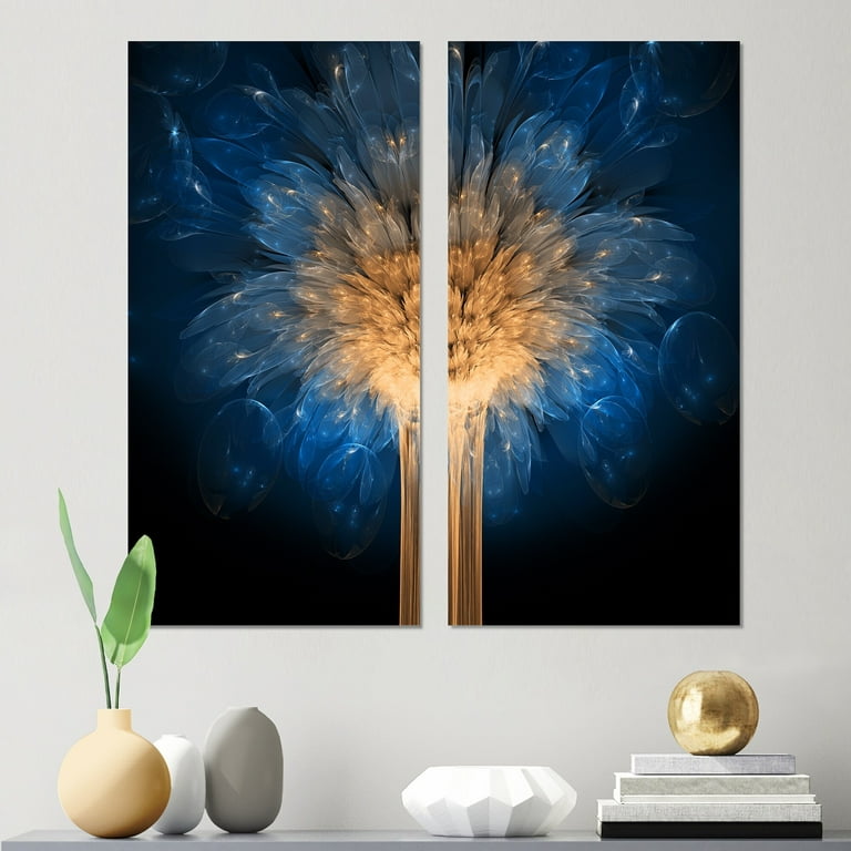 2 Piece Wall Art Blue Abstract Prints on Canvas Set of 2 