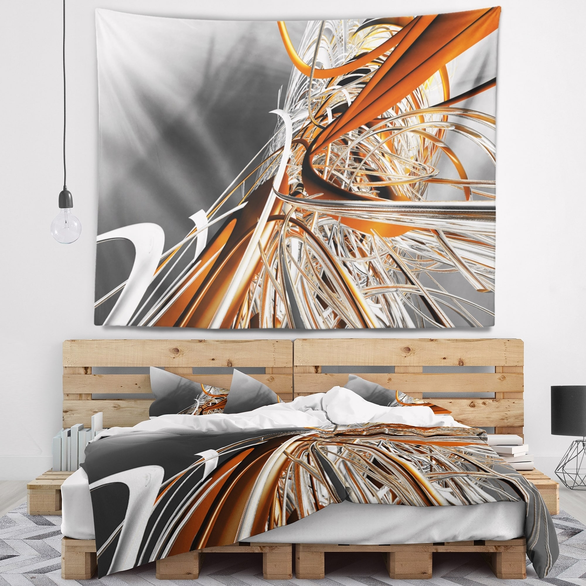 DESIGN ART Designart 'Fractal Red N White Connected Stripes' Wall