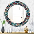 thumbnail image 1 of DESIGN ART Designart 'Geometric Hand Drawn' Printed Modern Mirror - Oval or Round Wall Mirror - Blue 32in.x32in., 1 of 5