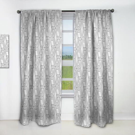 DESIGN ART Designart 'Geometric Pattern in Op Art Design' Scandinavian Curtain Single Panel 52 in. wide x 95 in. high - 1 Panel 95 Inches