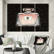 DESIGN ART Designart "Glam & Fashion Parfum Boudoir I" Posh & Luxe Gallery-wrapped Canvas 60 in. wide x 40 in. high - 3 Panels