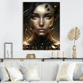 thumbnail image 1 of DESIGN ART Designart "Gold Crystal Female Portrait I" Modern Woman Canvas Wall Art 16 in. wide x 32 in. high, 1 of 5