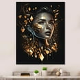 thumbnail image 1 of DESIGN ART Designart "Gold Crystal Female Portrait Ii" Modern Woman Canvas Wall Art 16 in. wide x 32 in. high, 1 of 5