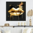 thumbnail image 1 of DESIGN ART Designart "Gold Lips Of Luxury Ii" Fashion Canvas Art Print 36 in. wide x 36 in. high, 1 of 5
