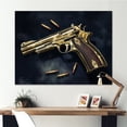 thumbnail image 1 of DESIGN ART Designart "Golden Gun" Fashion Gun Wall Art For Living Room 40 in. wide x 30 in. high, 1 of 5
