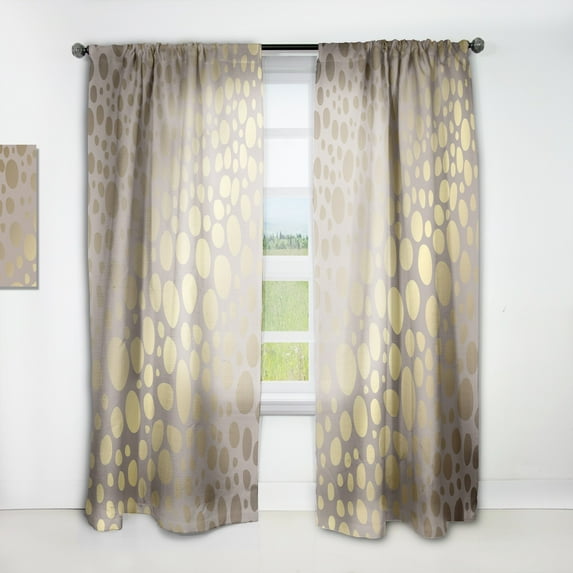 DESIGN ART Designart 'Golden Marble Design III' Mid-CenturyCurtain Single Panel 52 in. wide x 63 in. high - 1 Panel 63 Inches