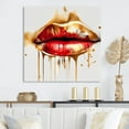 thumbnail image 1 of DESIGN ART Designart "Golden Red Lips Of Luxury Ii" Fashion Wall Decor 30 in. wide x 30 in. high, 1 of 5