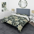 thumbnail image 1 of DESIGN ART Designart "Green And White Paisley Garden Dream I" Damask bedding set with shams Twin, 1 of 5