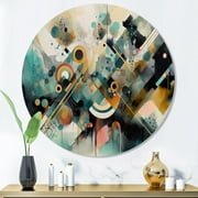Designart "Modern Artistic Expressions Green and Yellow I" Abstract Metal Round Wall Decor