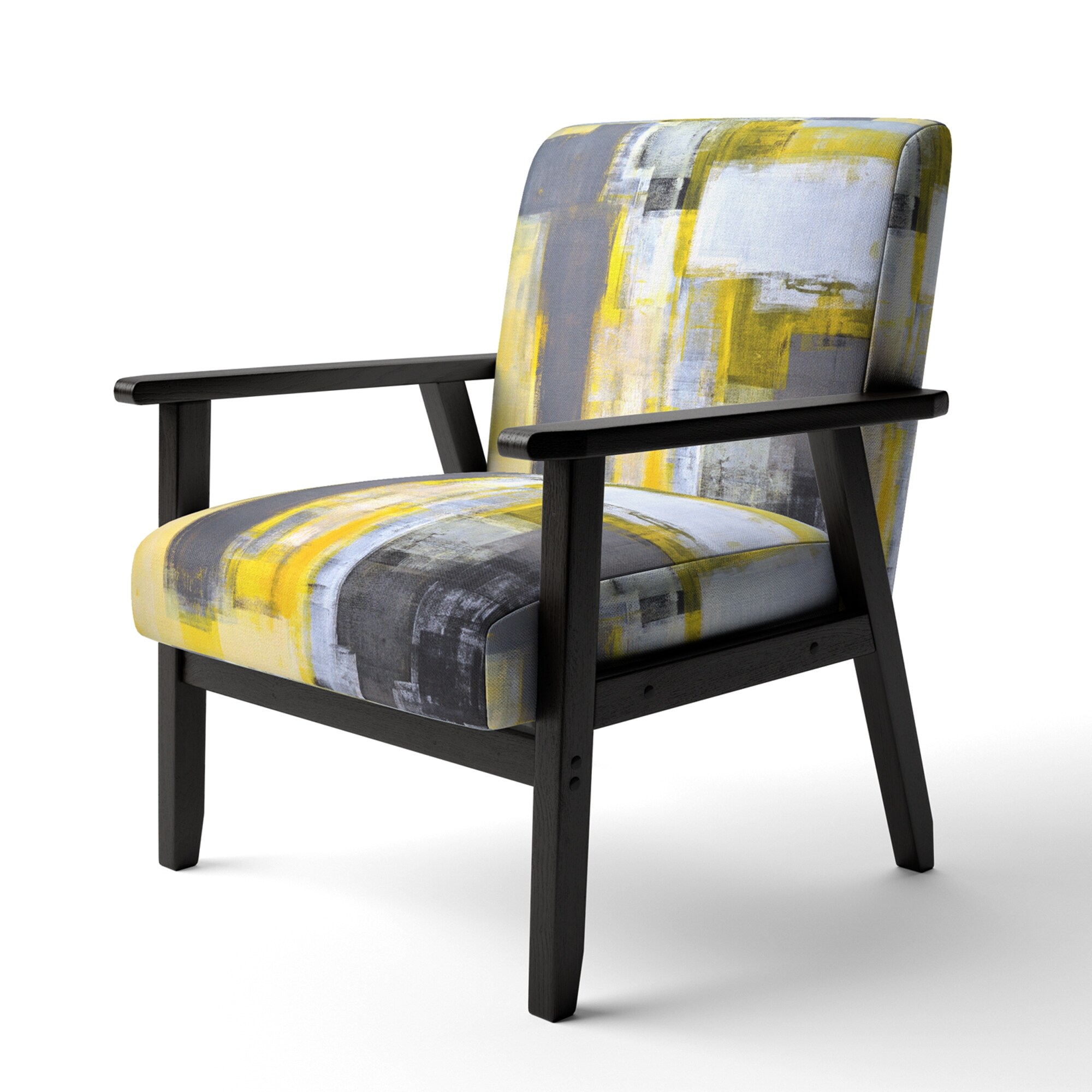 DESIGN ART Designart "Grey And Yellow Blur Abstract" Upholstered Mid