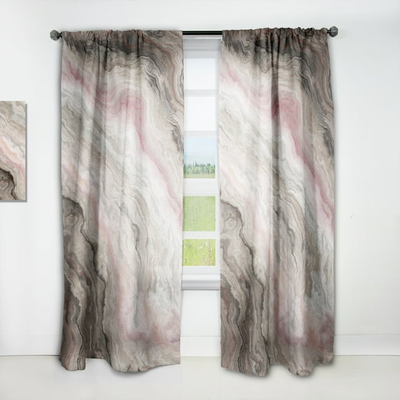 DESIGN ART Designart 'Grey Onyx with Rose Inclusions' Mid-CenturyCurtain Single Panel 52 in. wide x 95 in. high - 1 Panel 95 Inches