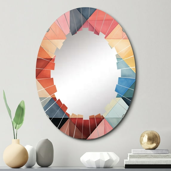 DESIGN ART Designart "Hardedge Pastel Symetry IV" Abstract Modern Wall Mirror 20in.x30in.