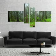 DESIGN ART Designart "Hoh Rain Forest" Landscape Photography Canvas Art Print - Green 60 in. wide x 32 in. high - 5 Panels