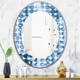 thumbnail image 1 of DESIGN ART Designart 'Indigo Watercolor Geometrical II' Printed Mid-Century Oval or Round Wall Mirror - Blue 20in.x30in., 1 of 5