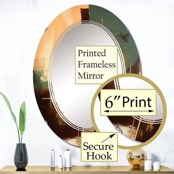 DESIGN ART Designart 'Infinity Terra Rosa Possibilities VIII' Printed Abstract Painting Wall Mirror 24in.x36in.