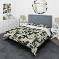 thumbnail image 1 of DESIGN ART Designart "Metropolitan Neutral Color Geometric I" Beige Modern Bed Cover Set With 2 Shams Twin, 1 of 5