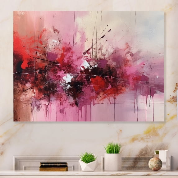 DESIGN ART Designart "Modernist Expressions I" Modern Midcentury Metal Wall Art 32 in. wide x 16 in. high