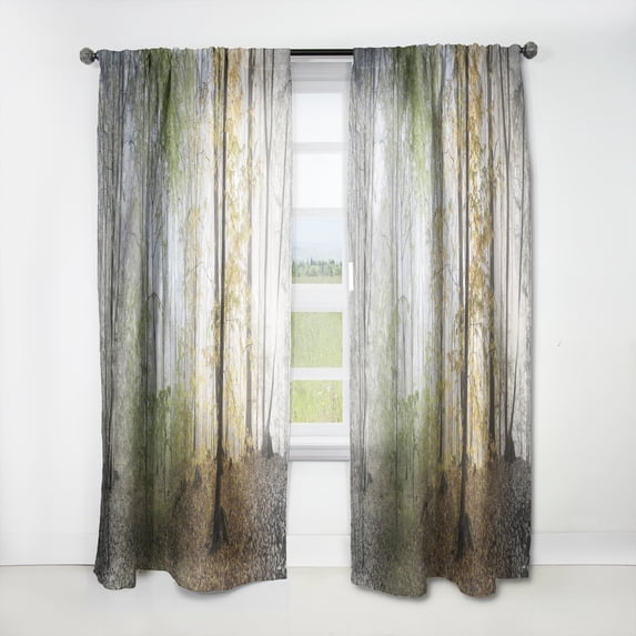 DESIGN ART Designart 'Morning Forest Panoramic View' Landscape Photography Curtain Single Panel 52 in. wide x 84 in. high - 1 Panel 84 Inches