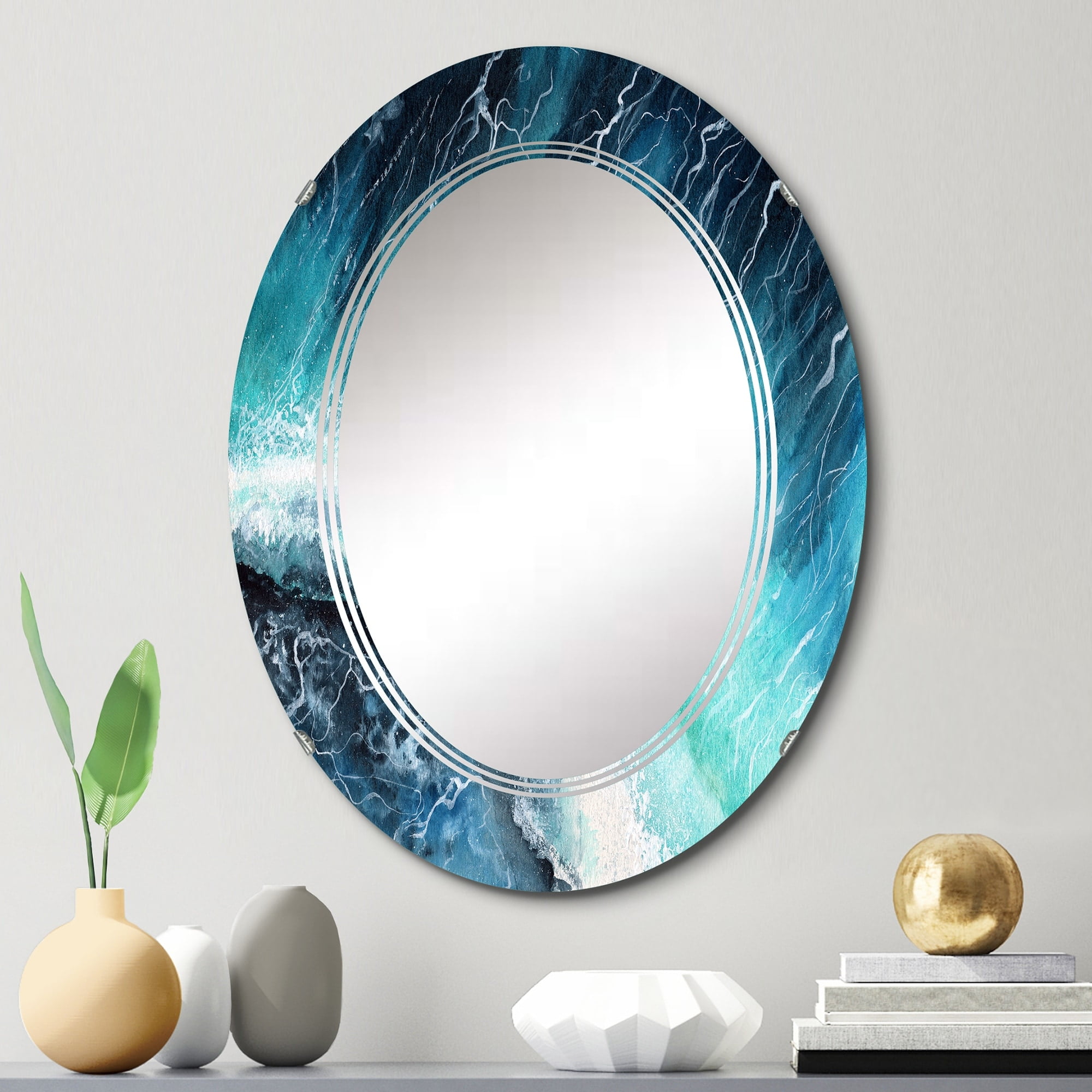 DESIGN ART Designart 'Navy Blue Ocean Waves With White Seafoam I