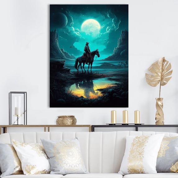 DESIGN ART Designart "Night Rider I" Men Canvas Print 24 in. wide x 32 in. high