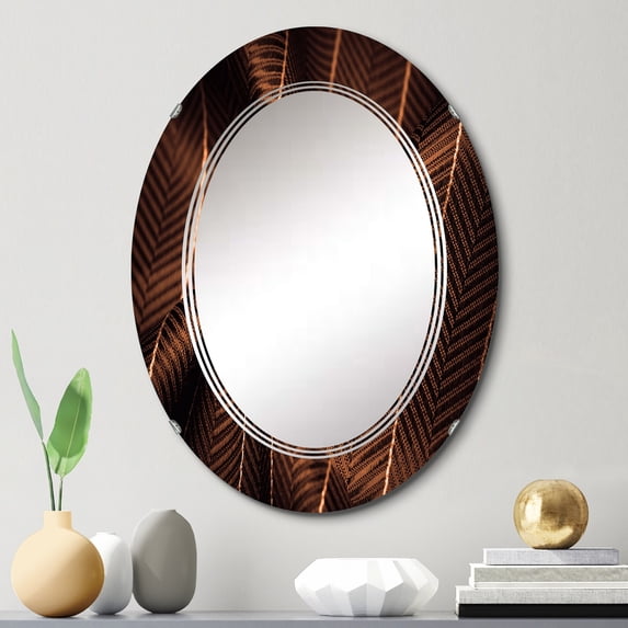 DESIGN ART Designart 'Noble Green Silk Fabric With A Thin White Stripe' Printed Patterned Wall Mirror 20in.x30in.