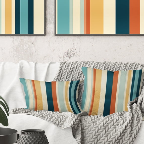 DESIGN ART Designart "Nomadic Blend Striped Pattern I" Striped Printed Throw Pillow 12 x 20