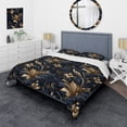 thumbnail image 1 of DESIGN ART Designart "Opulent Allure Deep Navy" Gold Bohemian - Bedding Cover Set With Shams Queen, 1 of 5