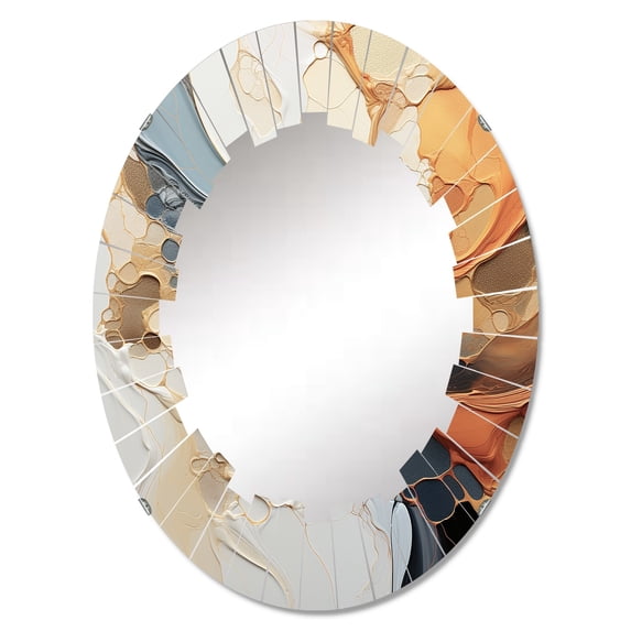 DESIGN ART Designart "Orange Blue Line Art Abstract Expressionism" Abstract Modern Wall Mirror 20in.x30in.